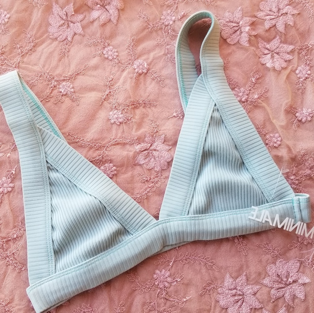 Minimale Animale Green Delta Rib Bikini Top sz M